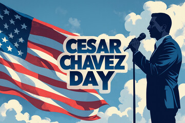 Greeting card Cesar Chavez Day, social rights and work condition agricultural workers AI Generative