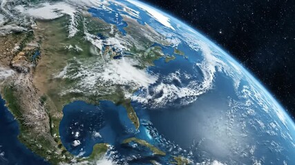 Planet earth view from space showing blue oceans and continents