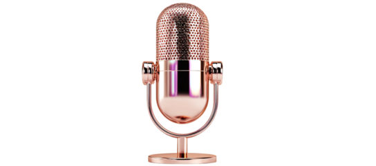 Rose-gold microphone with mesh grill on a black background
