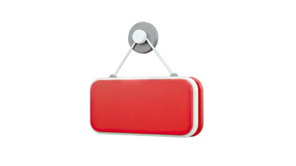 Red Signboard Hanging on White Background