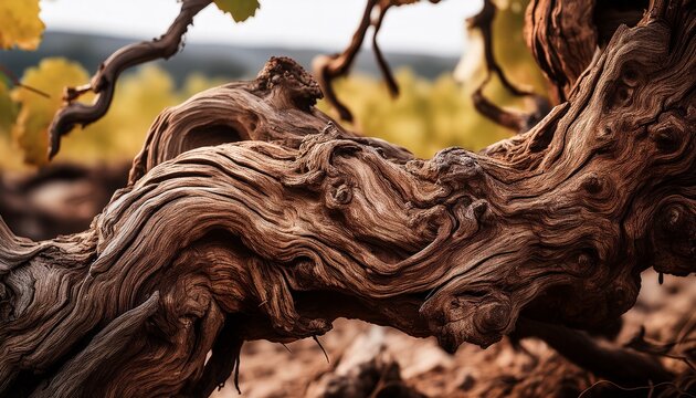 Close Up Of The Very Old Gnarled Bark Of A Grapevine