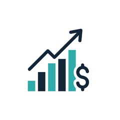 Visualizing Financial Progress and Market Growth with a Dynamic Bar Chart and Upward Trending Arrow for Business Success