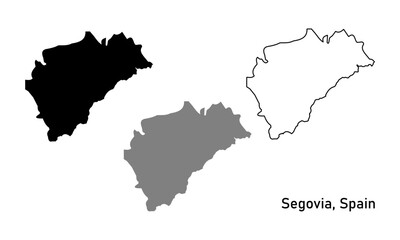 Obraz premium Map of Segovia, a province in Spain. Map with various styles of outlines, black and gray.