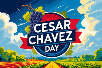 Greeting card Cesar Chavez Day, social rights and work condition agricultural workers AI Generative