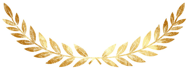 Vetor dourado de coroa de louros em formato de arco, elemento decorativo elegante para premia&ccedil;&atilde;o.