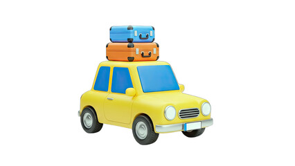 Yellow Car with Luggage Ready for Travel