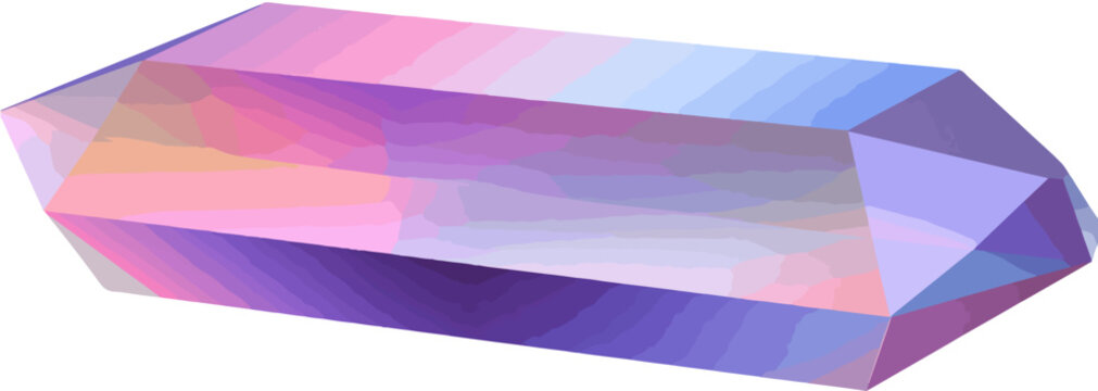 Vetor de cristal facetado com gradiente de cores suaves em tons past&eacute;is de roxo e azul.