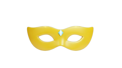 Yellow Masquerade Mask on White Background