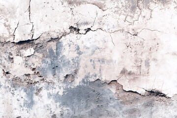Fototapeta premium Cracked White Plaster Wall Texture with Blue Underlay in Natural Lighting