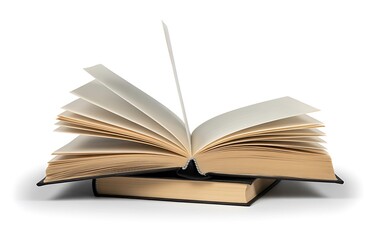 An open book with aged pages lies atop another closed volume