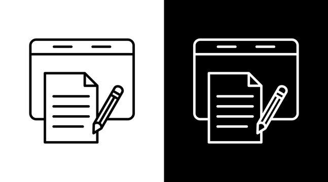 Copywriting Outline White Icon Set Design