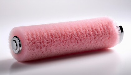 A Simple Close Up Shot Of A Pink Sponge Roller Isolated On A White Background Space