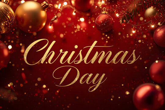 Vibrant Christmas Day Background with Ornaments and Glitter