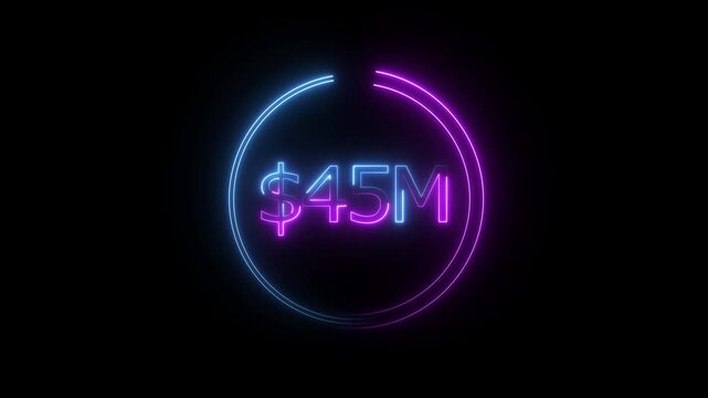$4 Millions Glowing neon line Letter Icon animation. $4M achievement for business Work, 4M followers and subscribers on black background animation.