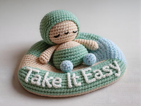 3D handmade crochet amigurumi style Take It Easy