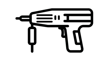 Power Drill Icon with Depth Gauge - Black Line Art Vector for Construction, DIY, Handyman Tools, and Renovation Projects