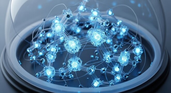 Abstract glowing neural network and digital technology concept. - Powered by Adobe