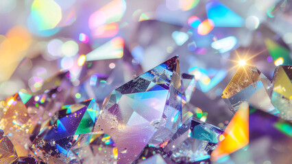 Sparkling Crystals with Rainbow Reflections.