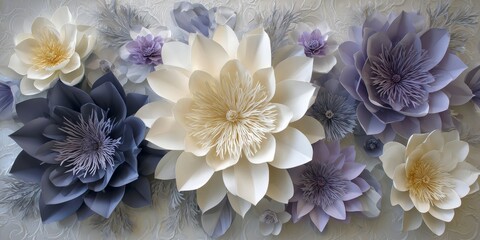 Elegant floral art display of paper flowers home decor wall art modern aesthetic close-up nature-inspired design