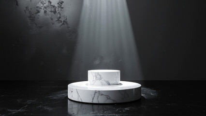 White Marble Pedestal with Spotlight.