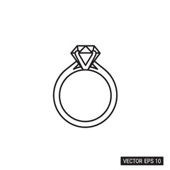 Elegant Diamond Ring Illustration with Solitaire Gem and Clean Line Art.
