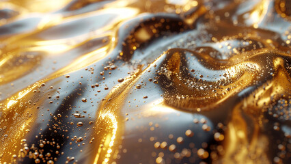 Golden Liquid Surface with Reflections.
