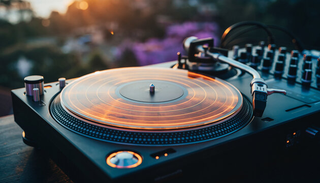 dj turntable and vinyl record