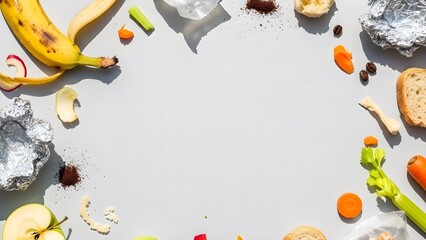 Food Waste Organic Scraps Recycling Composting Flat Lay.