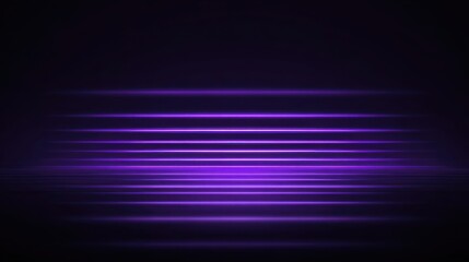 Abstract purple light lines background with horizontal glowing streaks. Futuristic tech design creating speed and motion effects.