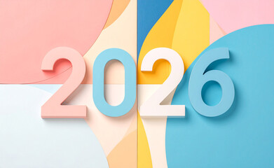Creative abstract background with 2026 numbers in pastel colors, symbolizing new year and future planning