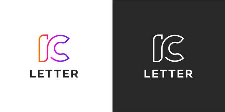 Modern IC Letter Logo Design  Gradient Line Art