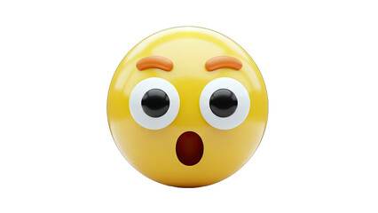 Fototapeta premium Surprised Emoji Face on White Background