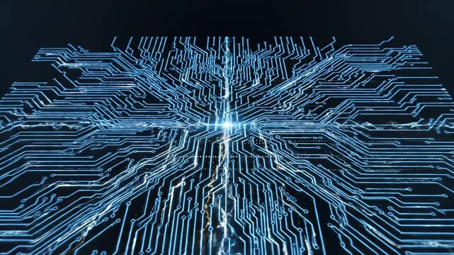 Closeup of illuminated circuit board