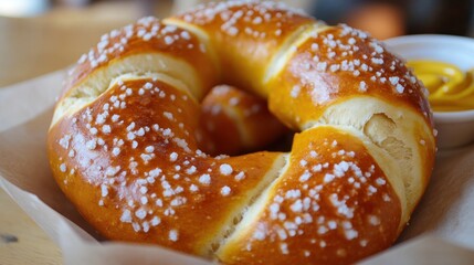 Soft pretzel with mustard