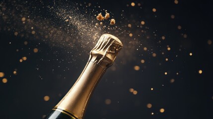 Sparkling celebratory champagne bottle