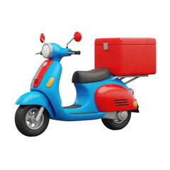 Obraz premium Blue scooter delivery box isolated on transparent background