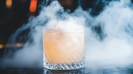 Smoky cocktail in glass