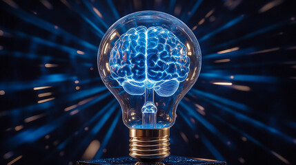 light bulb on black background