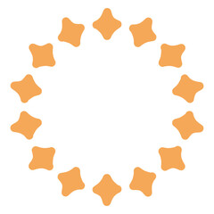 Minimalist circular frame made of simple star shapes. Modern decorative vector star wreath design perfect for holiday cards, invitations, branding, and festive graphic projects