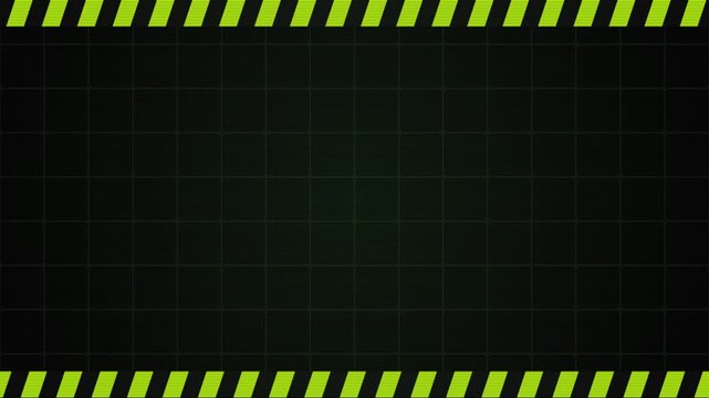 industrial hazard caution tape border with a dark grid background for safety and technical warning themes