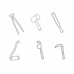 Naklejka premium vector image of agricultural carpentry manual equipment