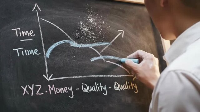 Analyzing Time, Money, and Quality Trade-offs on a Chalkboard.