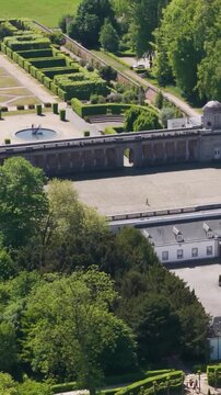 main area structures ch&acirc;teau seneffe part nearby green covers architecture nature to revealing left right front pans aerial of de belgium 