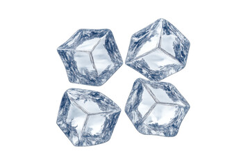 Obraz premium Four crystal clear ice cubes representing refreshing coldness and purity on a transparent background