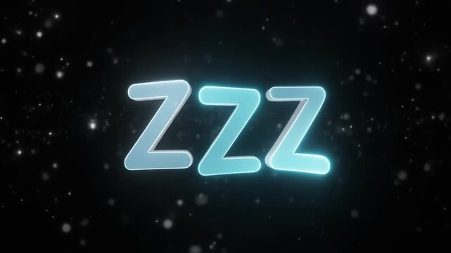 Dreamy sleep animation with floating glowing zzz letters creating calm nighttime mood relaxation concept visual