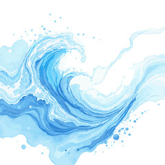Fototapeta premium Blue Water Watercolor Illustration on White Background