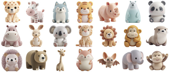 Adorable 3d Rendered Pastel Mammal Animal Figurines Collection
