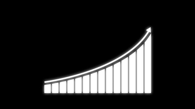 graph with arrow indicating upward rise. Business growth concept in graph chart showing marketing sales profit increasing to future target.