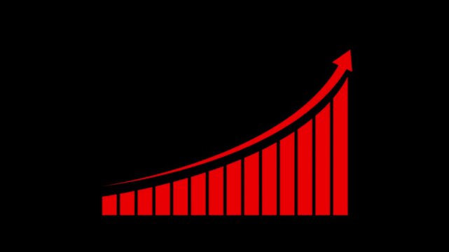 graph with arrow indicating upward rise. Business growth concept in graph chart showing marketing sales profit increasing to future target.