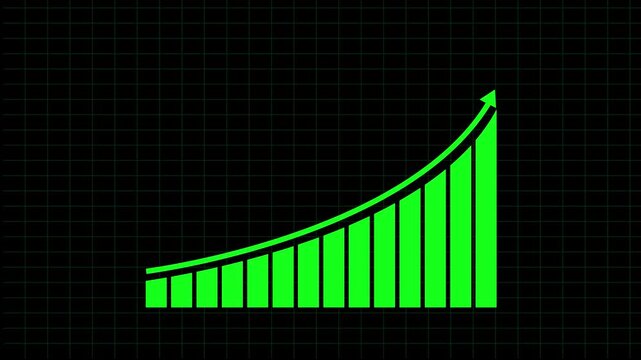 graph with arrow indicating upward rise. Business growth concept in graph chart showing marketing sales profit increasing to future target.